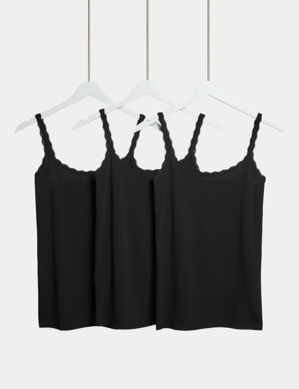 3pk Cotton Rich Lace Trim Vests 1 of 5
