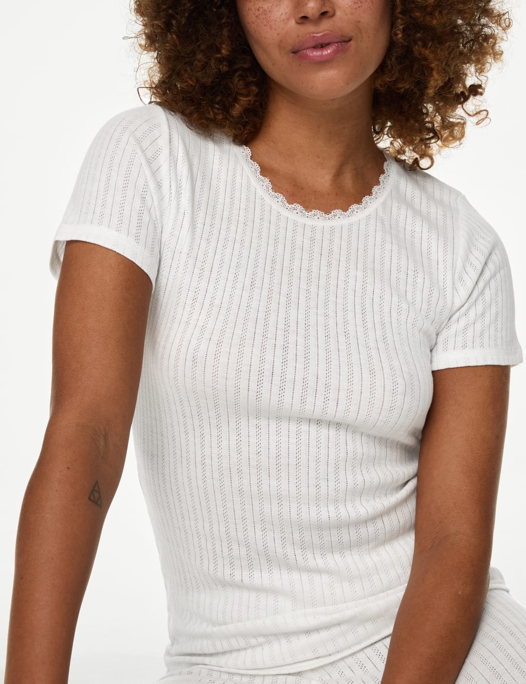 2pk Thermal Short Sleeve Pointelle Tops 3 of 6