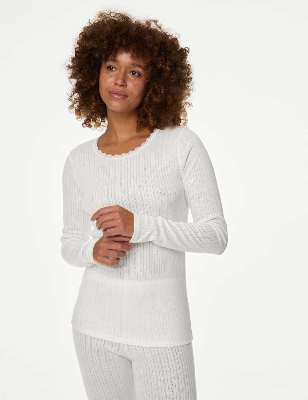 2pk Pointelle Thermal Long Sleeve Tops 3 of 6