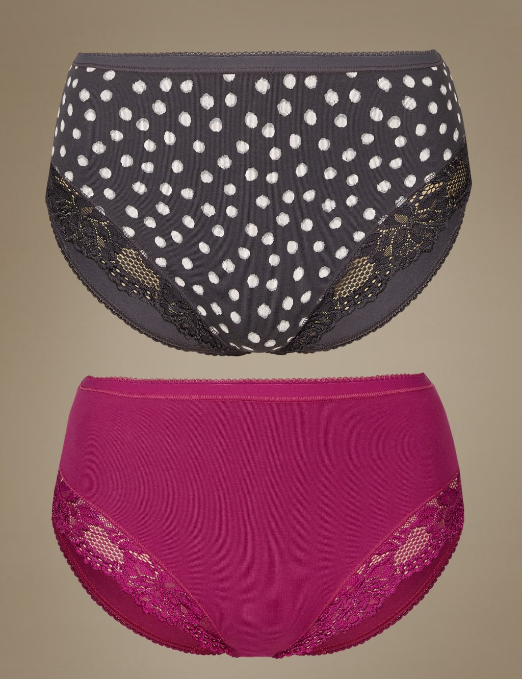 2 Pack Cotton Rich Light Control High Leg Knickers 1 of 6