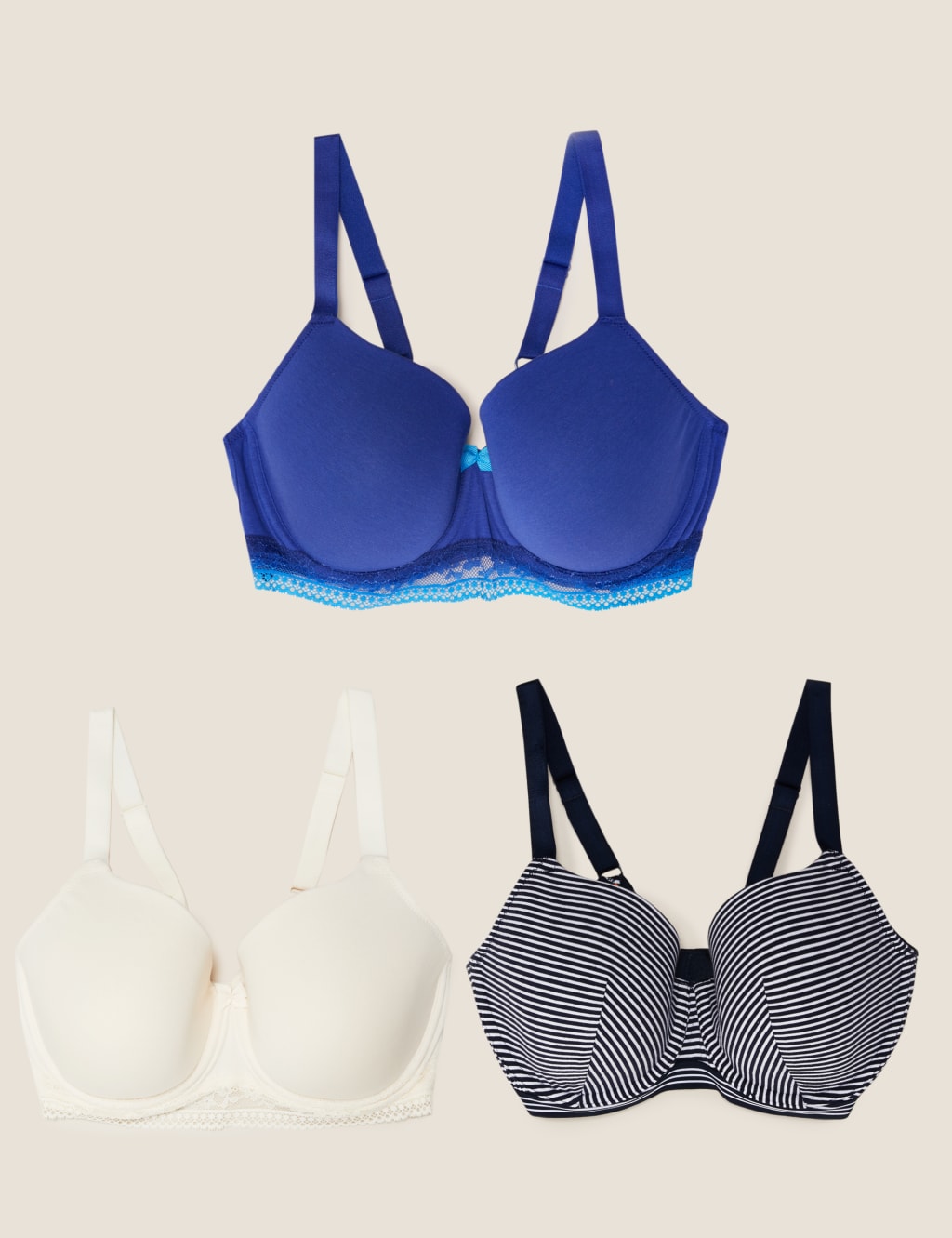 3pk Cotton Wired Full Cup Bras A-E 2 of 5