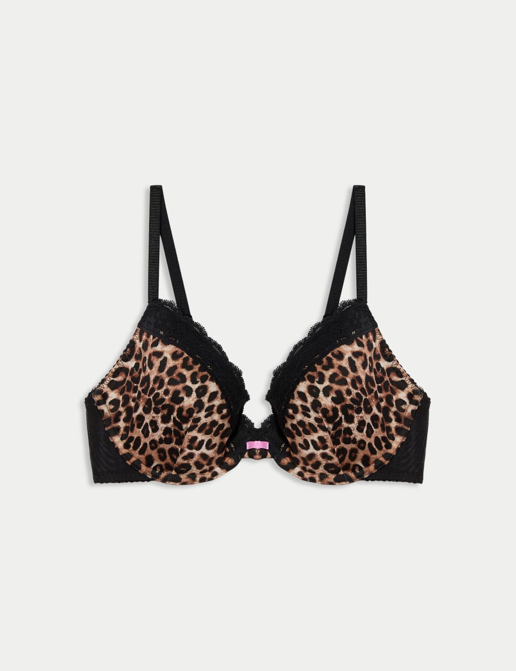 Printed Lace Trim Wired Plunge Bra A-E 2 of 7