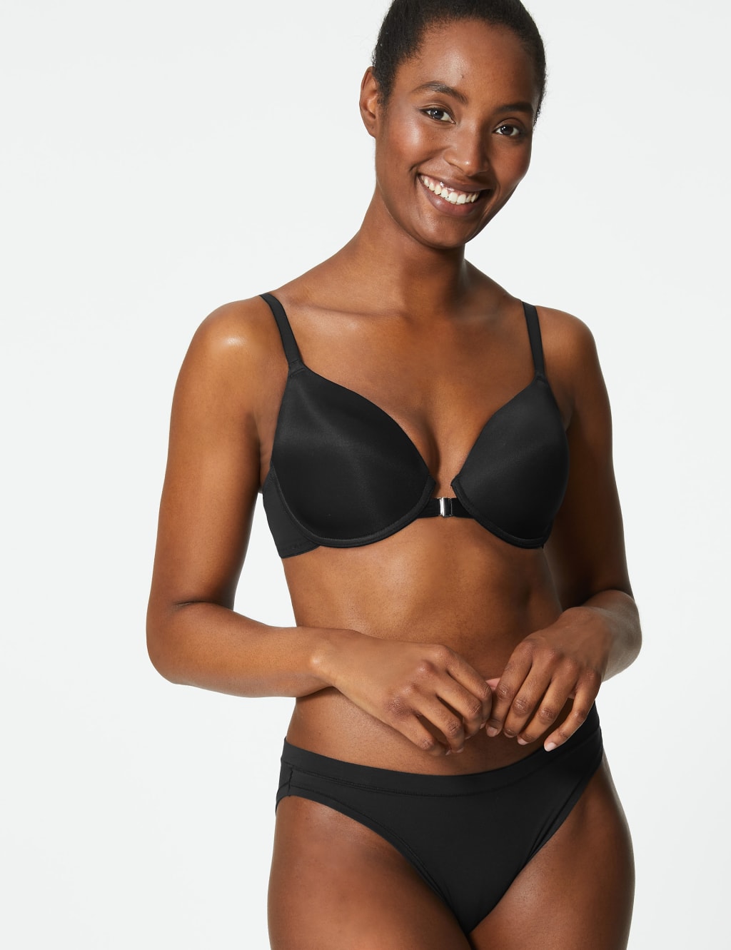 Front Fastening Padded Plunge T Shirt Bra AA-D 1 of 5