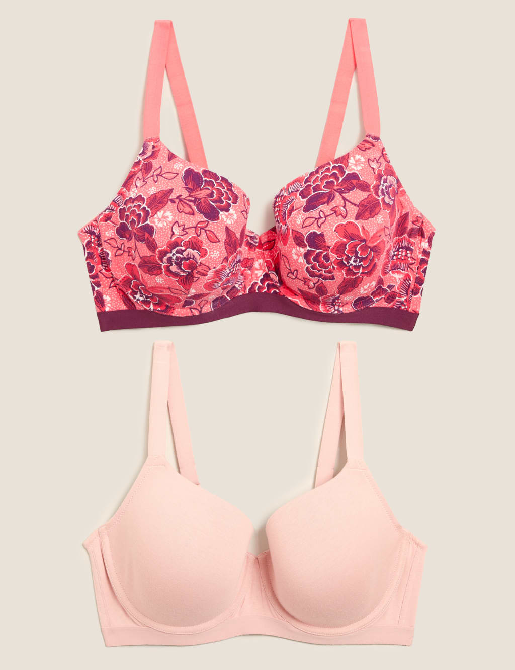 2pk Cotton Underwired Full Cup Bras A-E 1 of 7