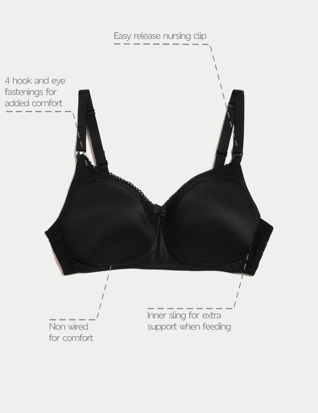 2pk Maternity Lace Trim Nursing Bras B G