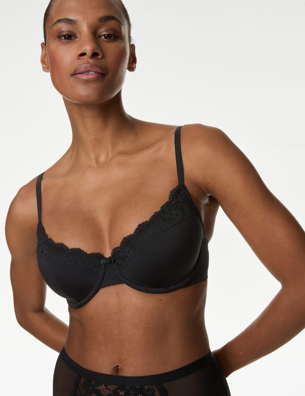 Lace Trim Wired Demi Cup Bra A-E 3 of 7