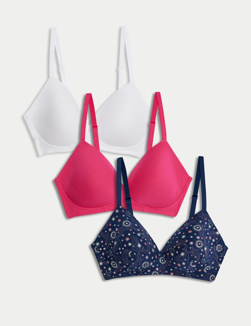 3pk Cotton Rich Non Wired T-Shirt Bras (A-E) 1 of 3