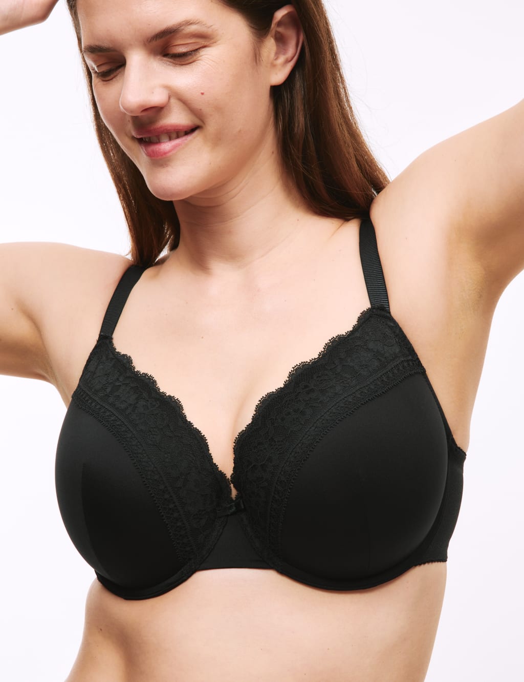 Lace Trim Wired Plunge Bra (F-H) 4 of 7