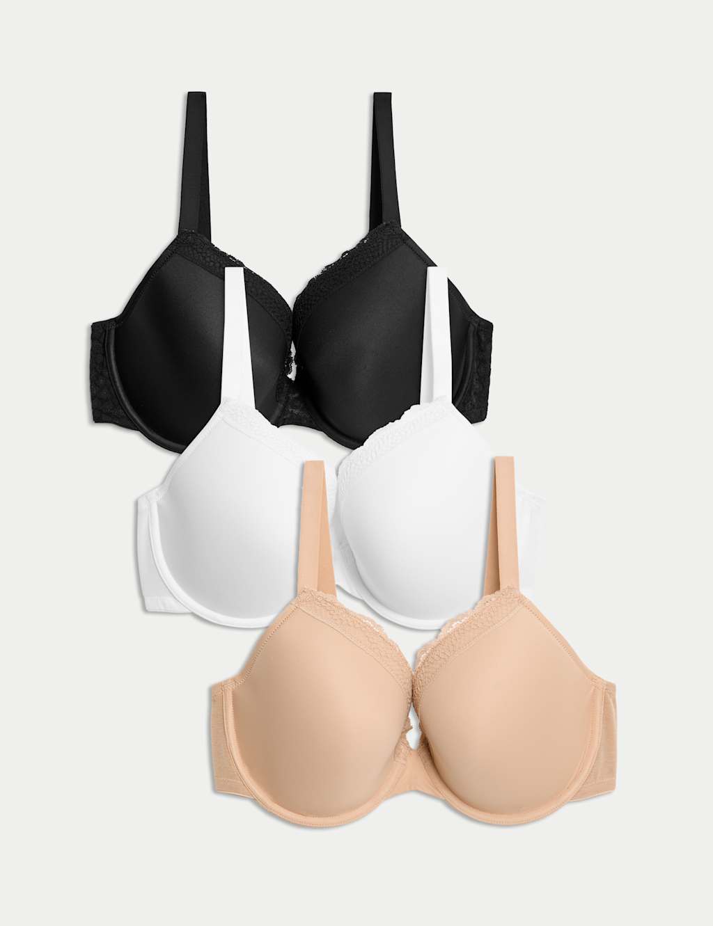 3pk Padded Wired Plunge Bras F-H 1 of 8