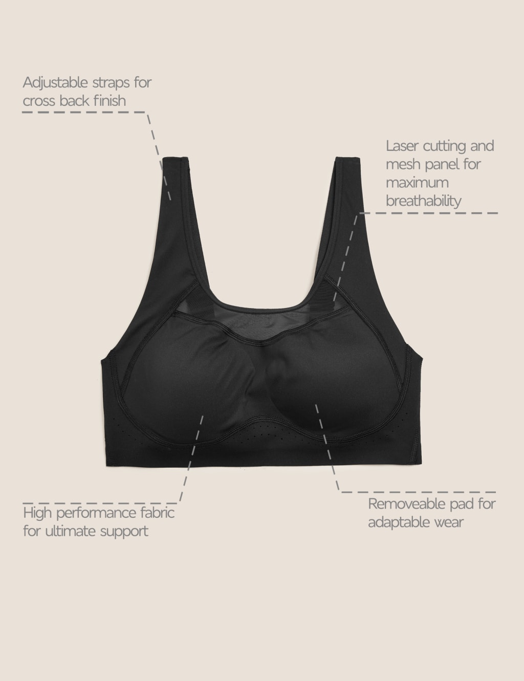 Ultimate Support Non Wired Sports Bra A-E 8 of 8