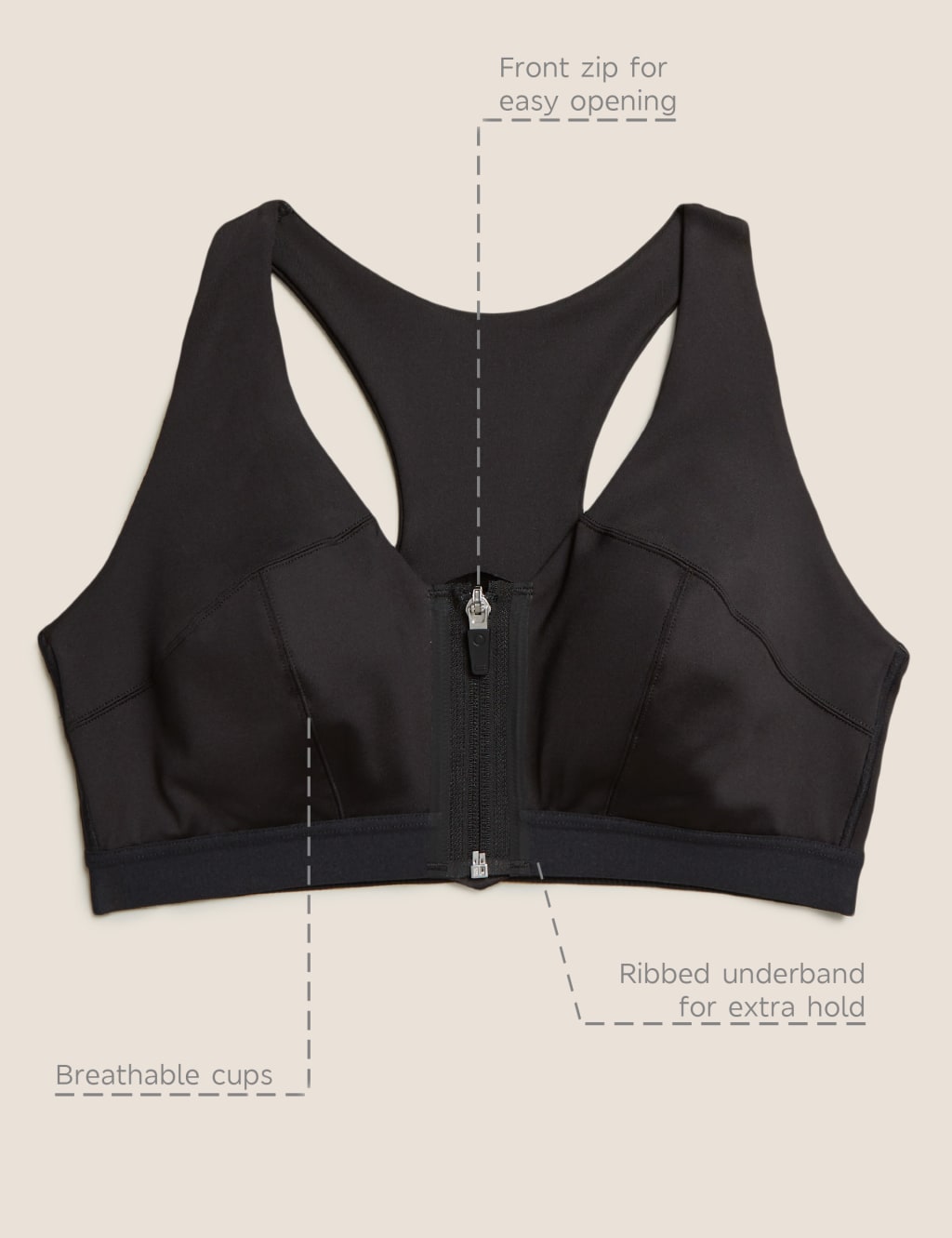 M&s zip front sports bra shop