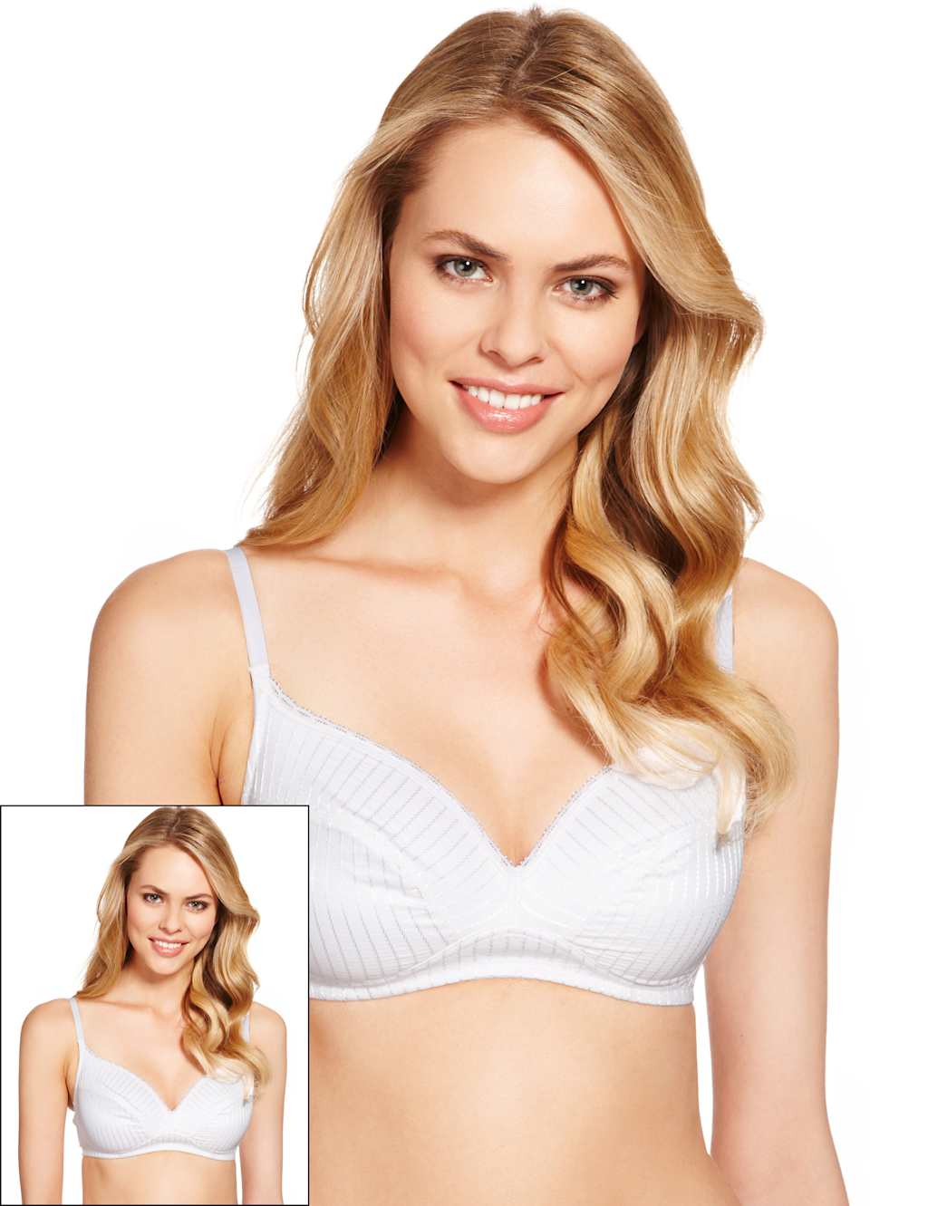 2 Pack Textured Non-Wired A-DD Bras 1 of 4