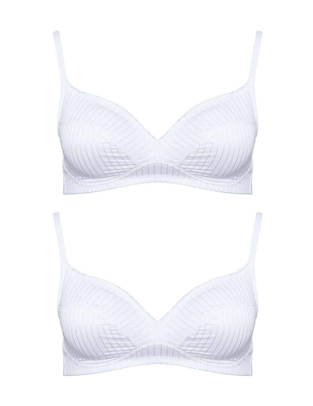 2 Pack Textured Non-Wired A-DD Bras 2 of 4