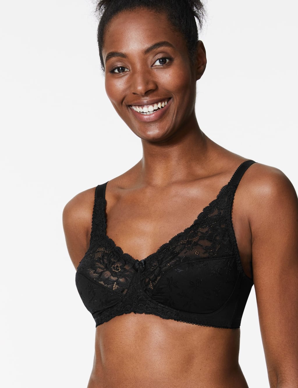 Jacquard & Lace Non-Padded Full Cup Bra AA-D 1 of 5