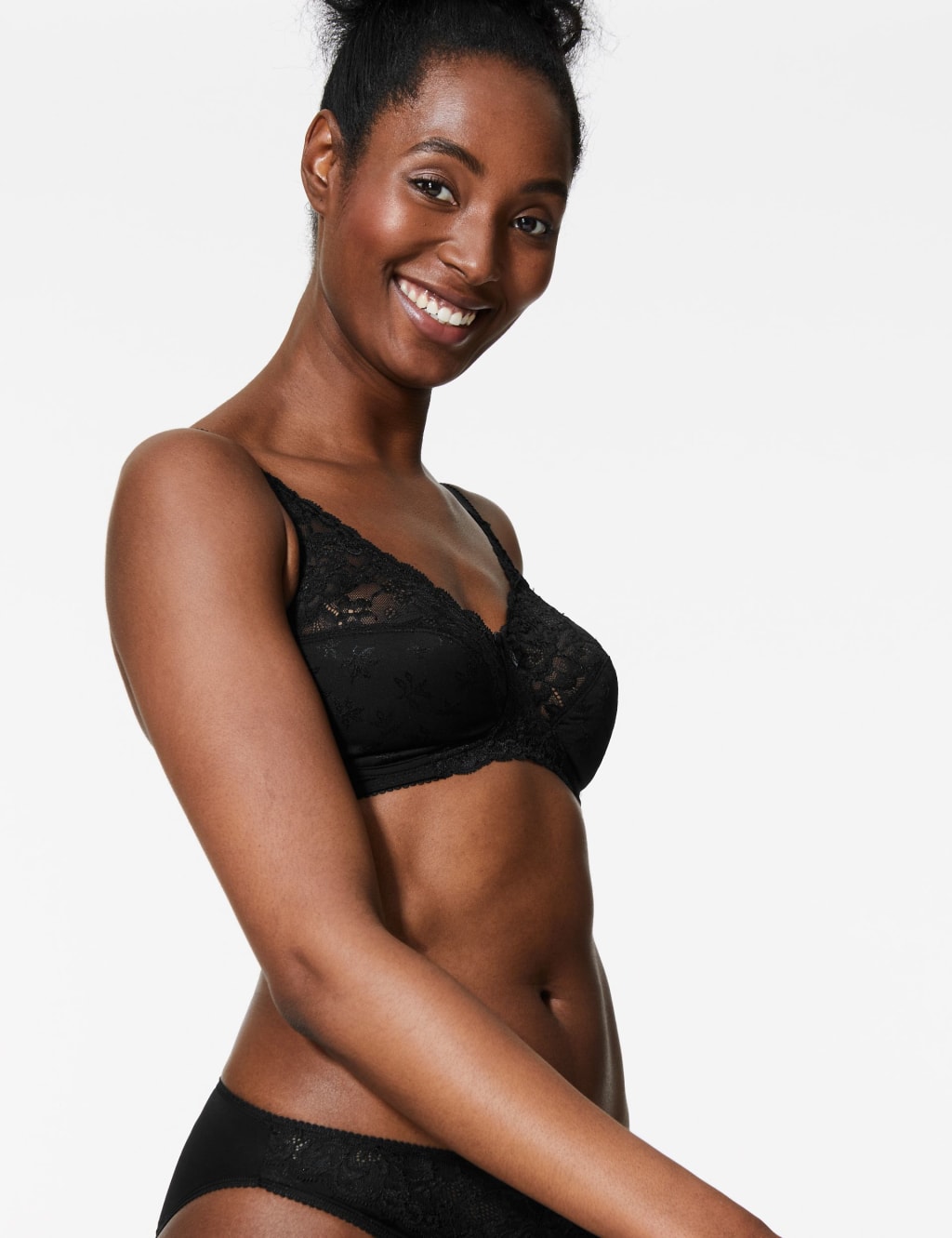 Jacquard & Lace Non-Padded Full Cup Bra AA-D 3 of 5