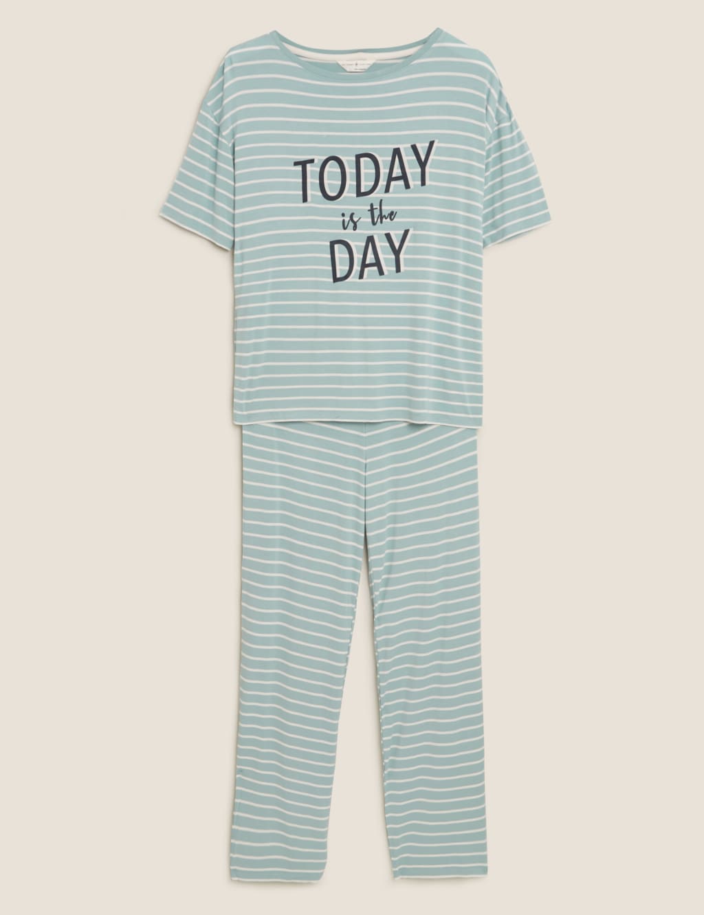 Slogan and Stripe Pyjama Set 2 of 5