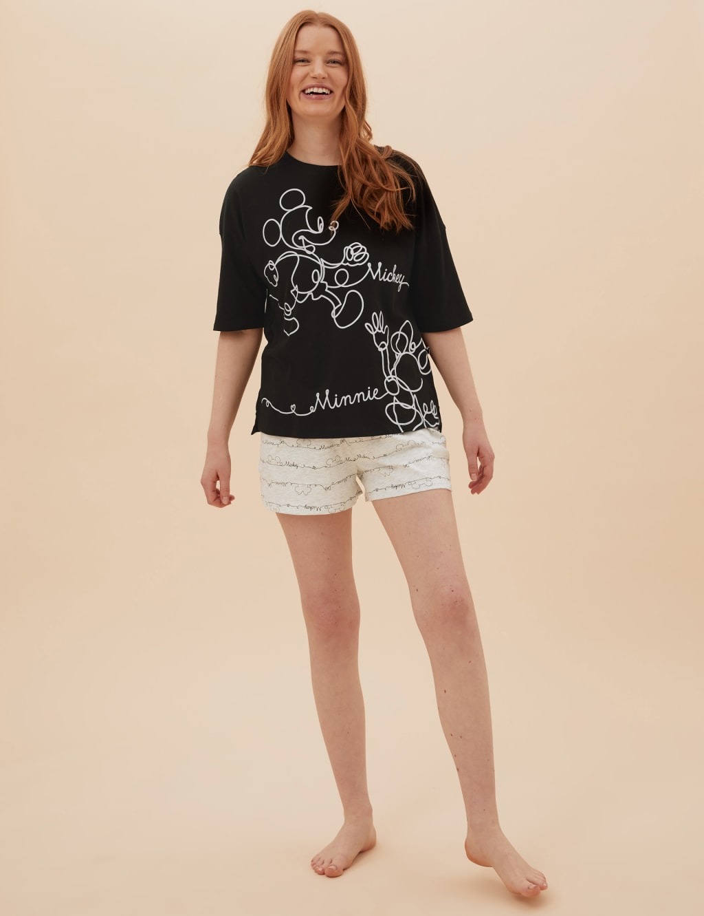 Mickey Mouse Print Cotton Short Pyjama Set M S Collection M S