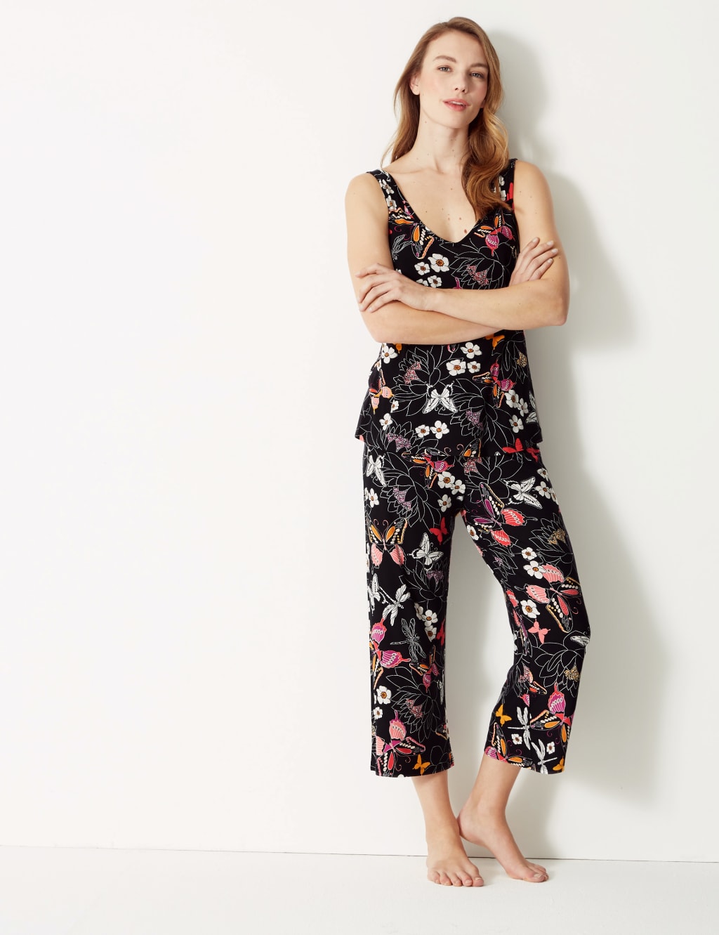 Womens cropped pyjama bottoms clearance
