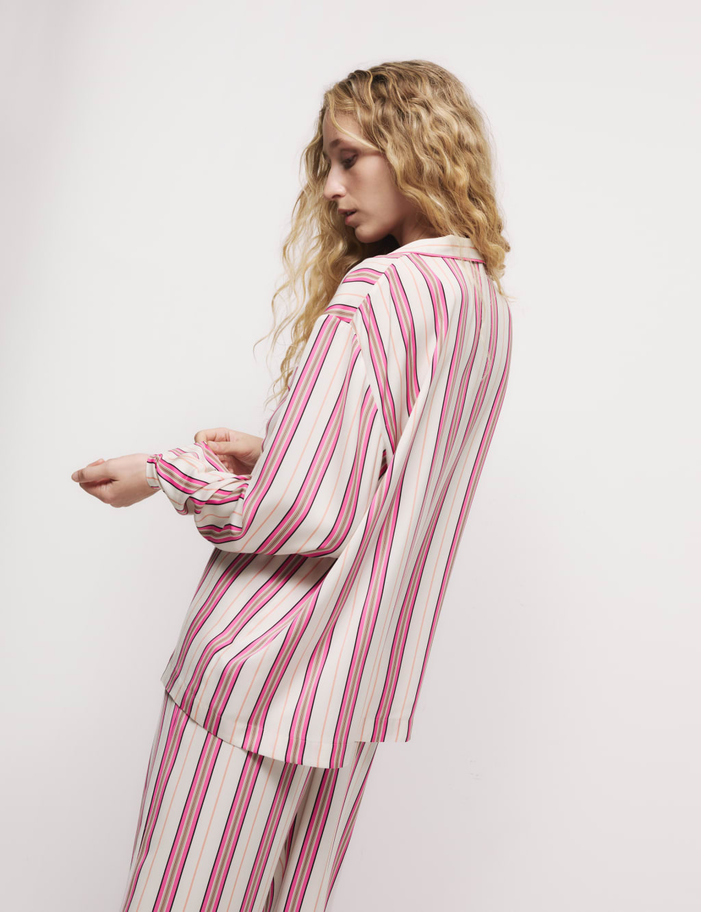 Dream Satin Striped Pyjama Set M S Collection M S