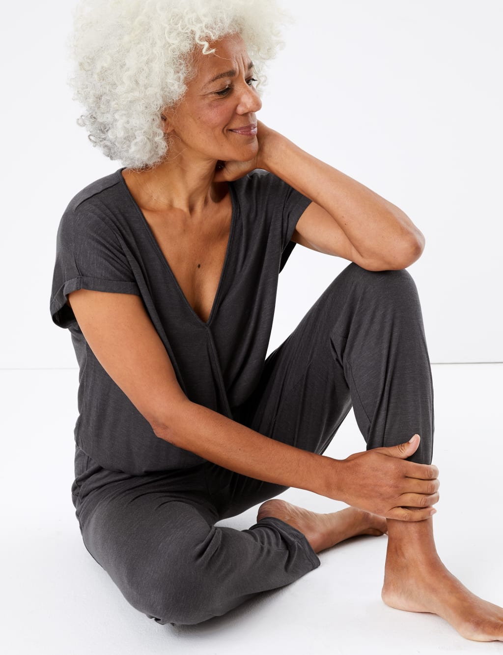 Jersey Wrap Short Sleeve Jumpsuit M S Collection M S