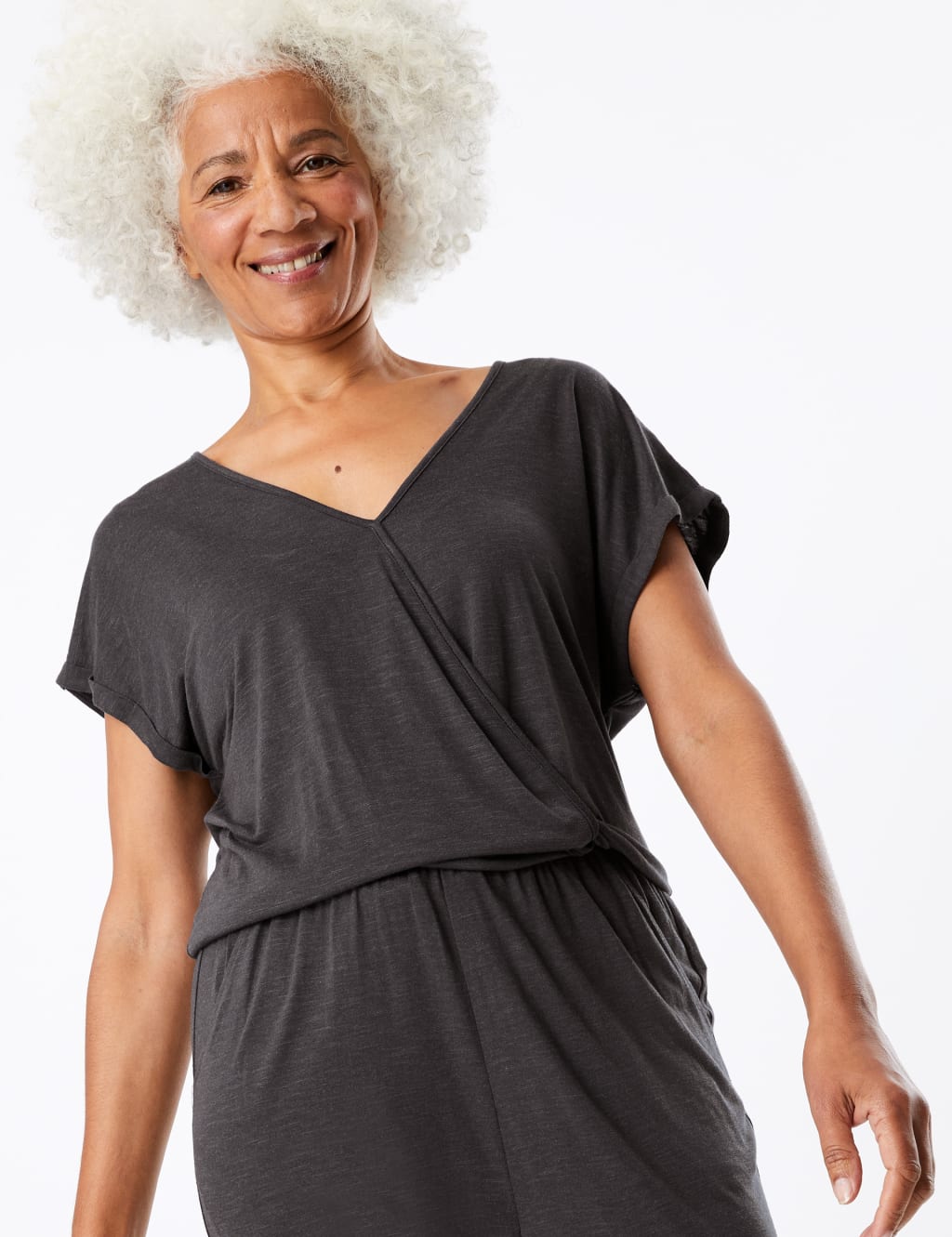 Jersey Wrap Short Sleeve Jumpsuit 4 of 4