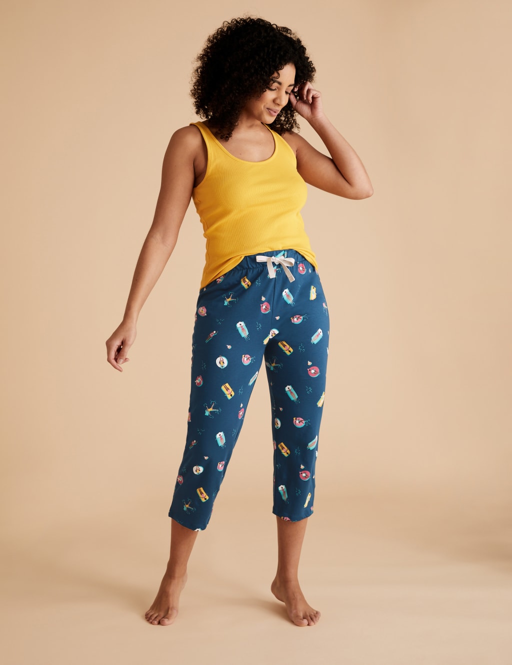 Pure Cotton Pool Print Cropped Pant M S Collection M S