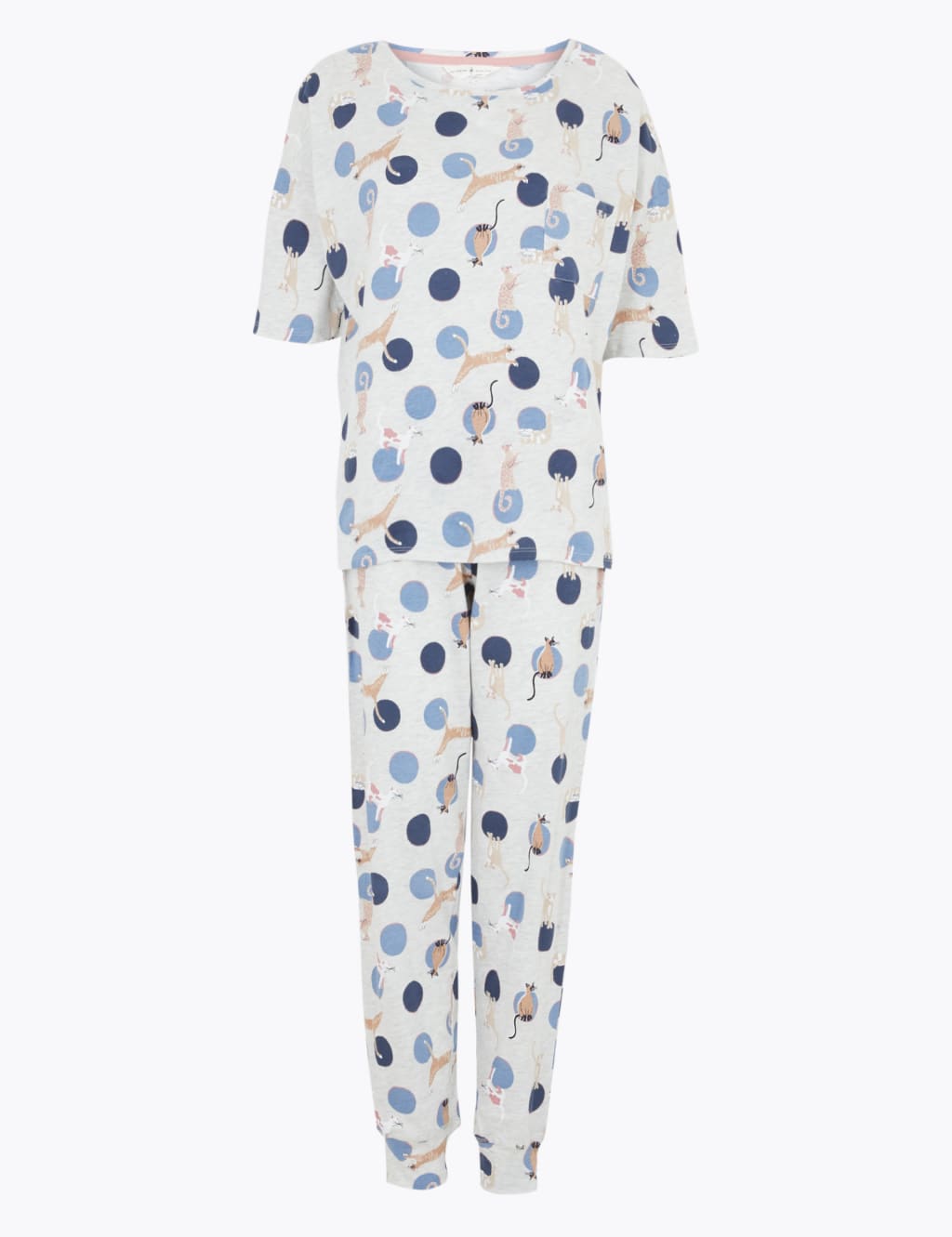 Cotton Cat Print Short Sleeve Pyjama Set M S Collection M S