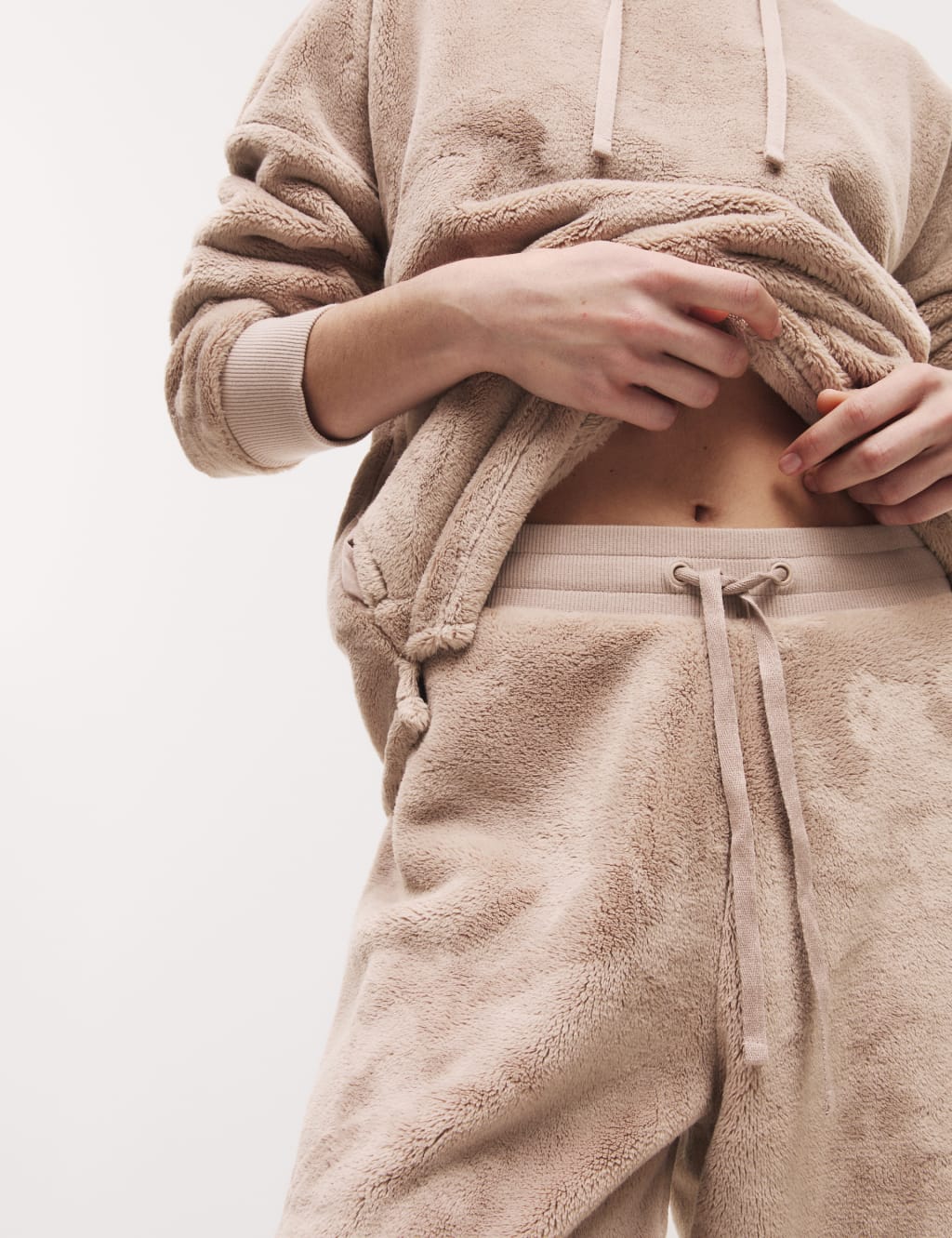 Faux Fur Fleece Cuffed Hem Lounge Joggers