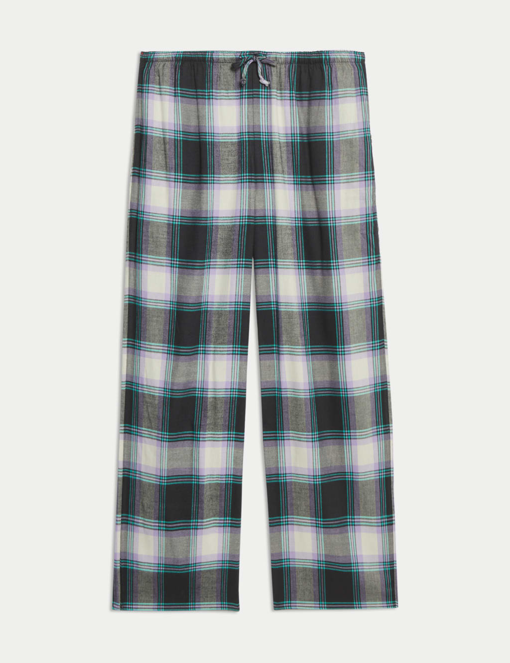Cotton Blend Checked Wide Leg Pyjama Bottoms 2 of 4