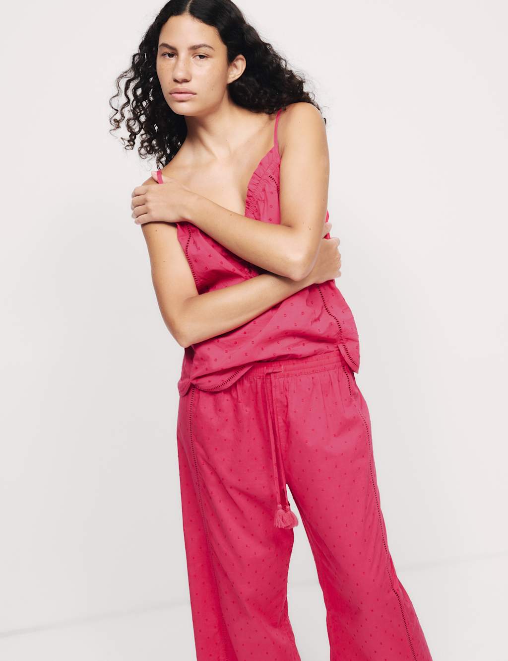 Pure Cotton Dobby Cropped Pyjama Bottoms 3 of 5