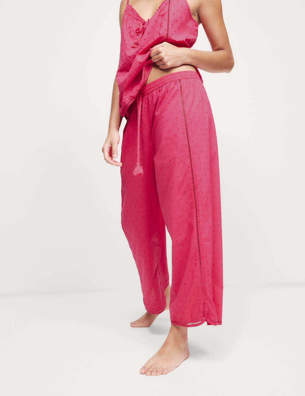 Pure Cotton Dobby Cropped Pyjama Bottoms 4 of 5