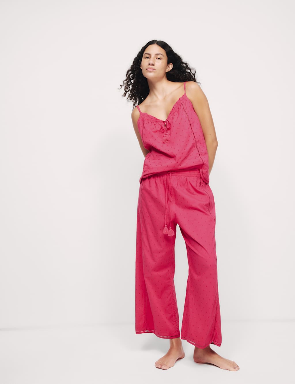 Pure Cotton Dobby Cropped Pyjama Bottoms 5 of 5
