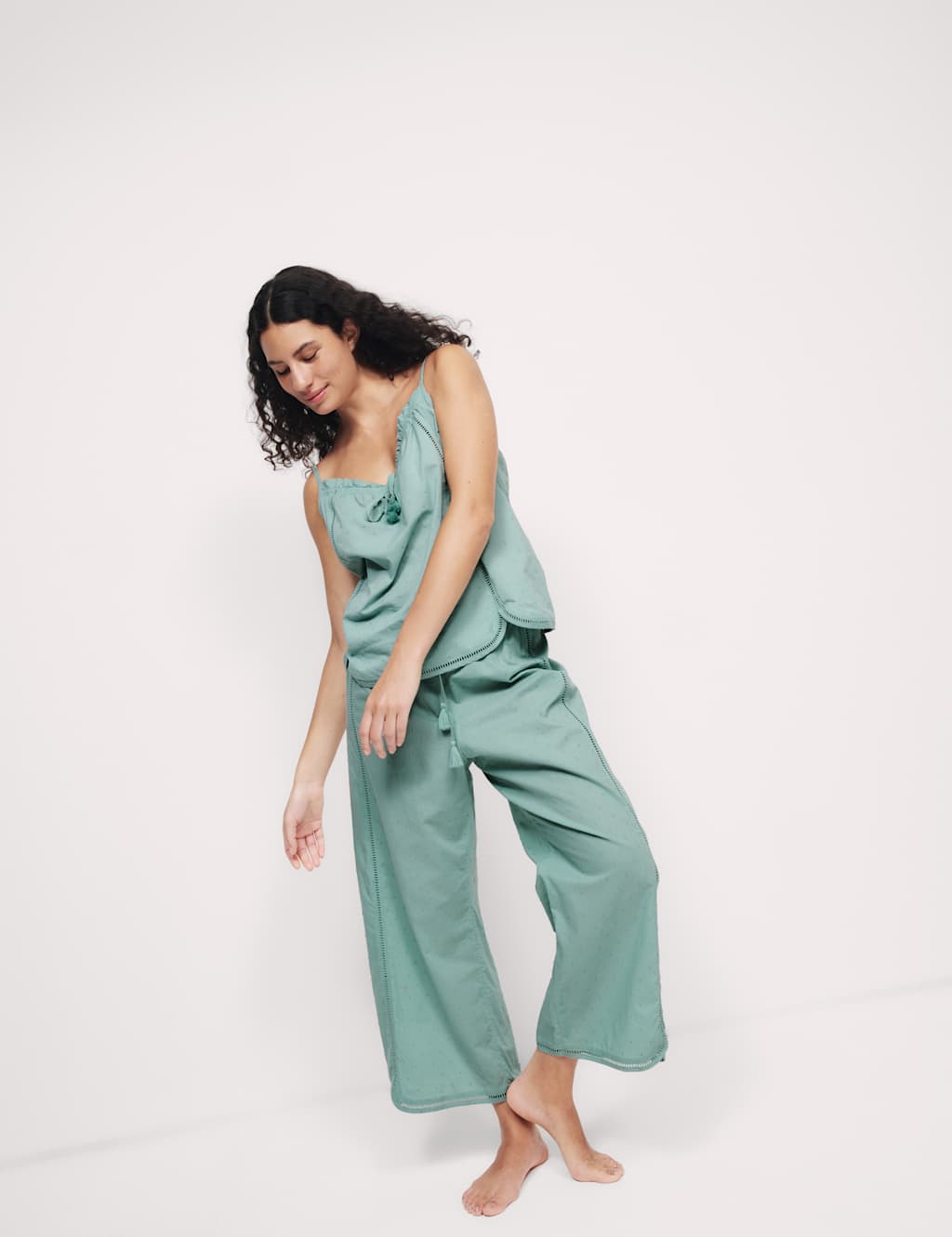 Pure Cotton Dobby Cropped Pyjama Bottoms 4 of 5
