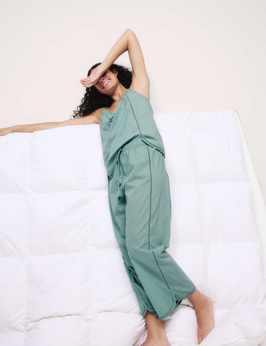 Pure Cotton Dobby Cropped Pyjama Bottoms 5 of 5
