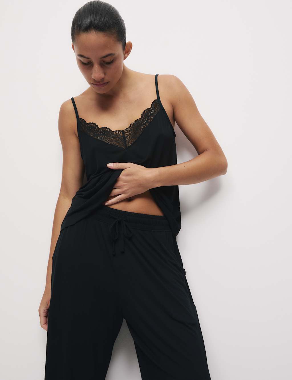 Lace Detail Wide Leg Pyjama Bottoms 3 of 5