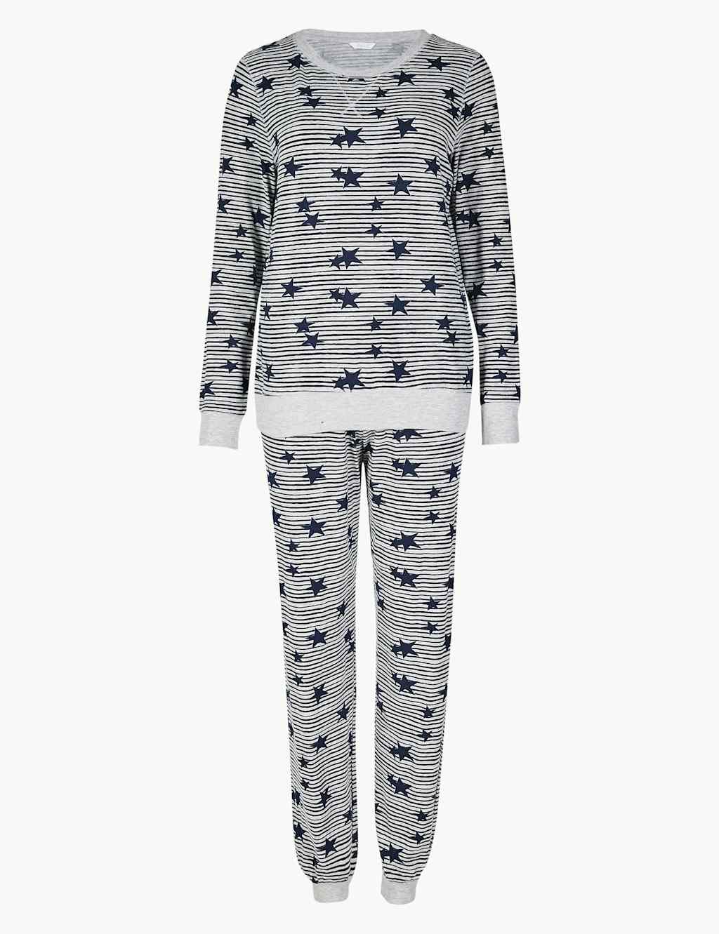 Star Stripe Cuffed Hem Pyjama Set | M&S Collection | M&S IE