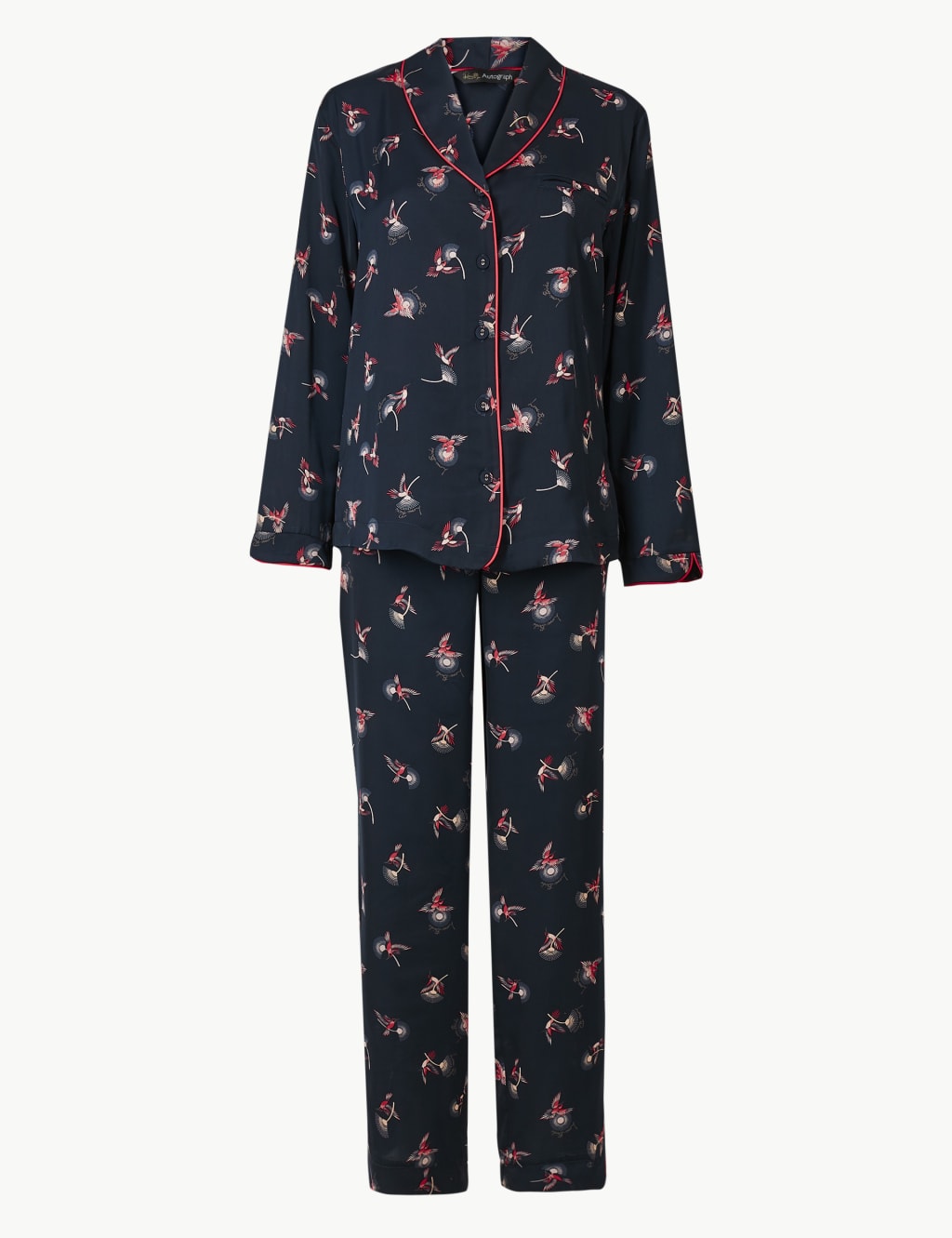 Satin Hummingbird Revere Collar Pyjama Set Rosie M S