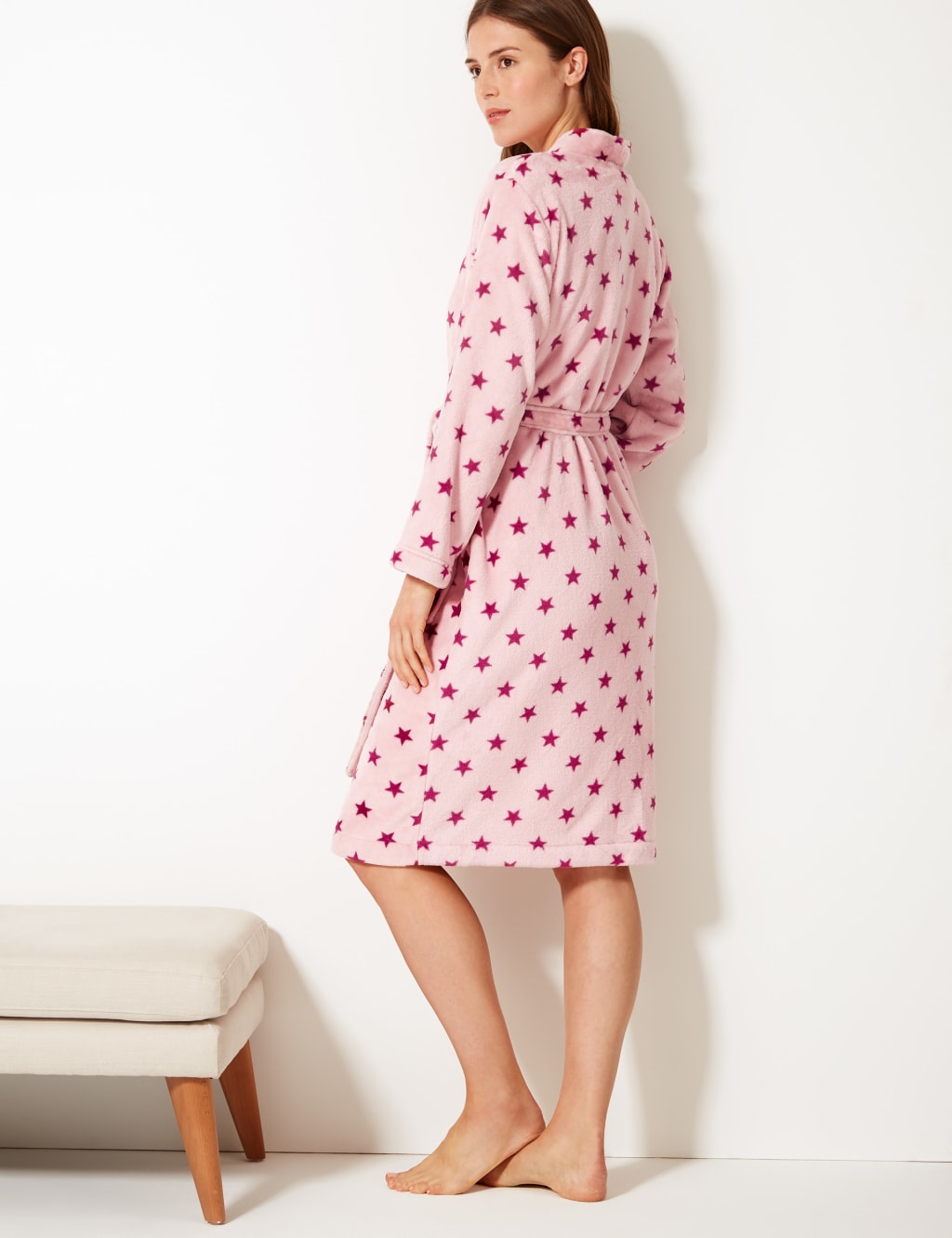 Fleece Star Print Dressing Gown 4 of 4