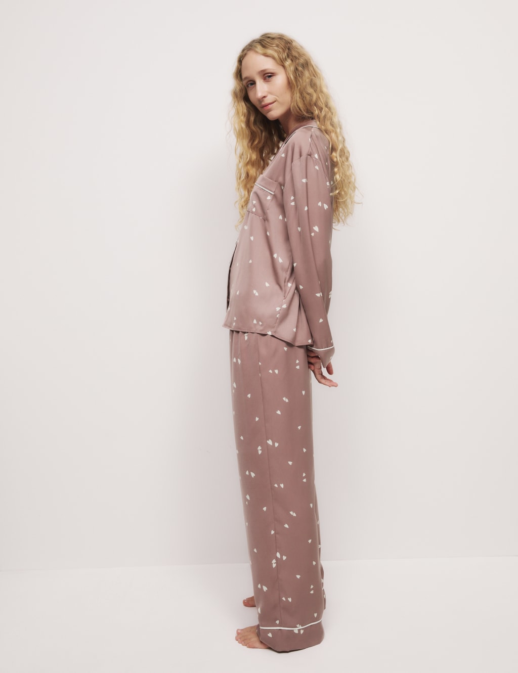 Dream Satin Heart Print Pyjama Set M S Collection M S