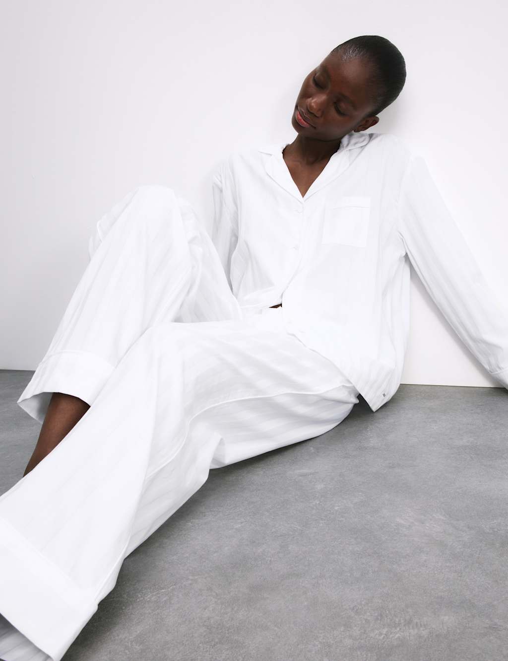 Pure Cotton Sateen Striped Pyjama Set 1 of 7