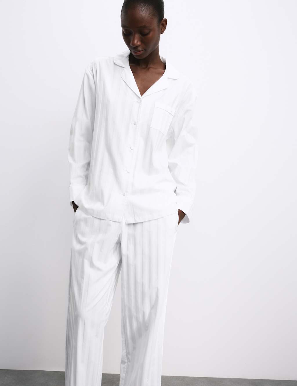 Pure Cotton Sateen Striped Pyjama Set 4 of 7