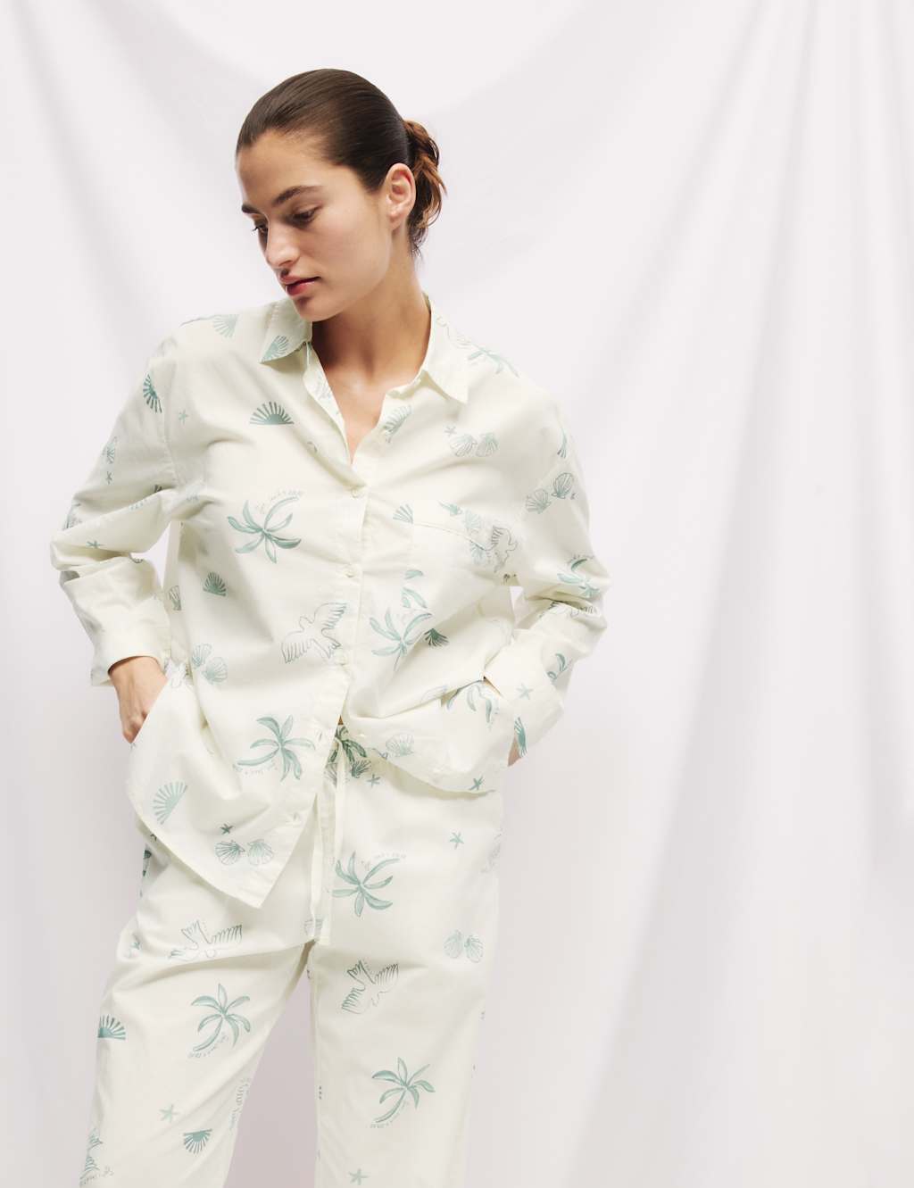 Pure Cotton Printed Revere Pyjama Set 5 of 5