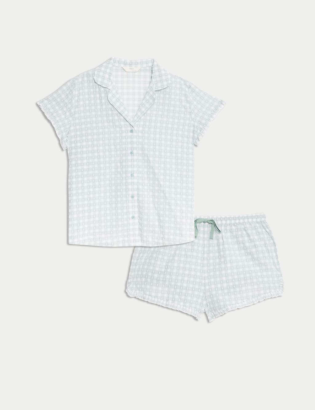 Pure Cotton Gingham Revere Shortie Set 2 of 5