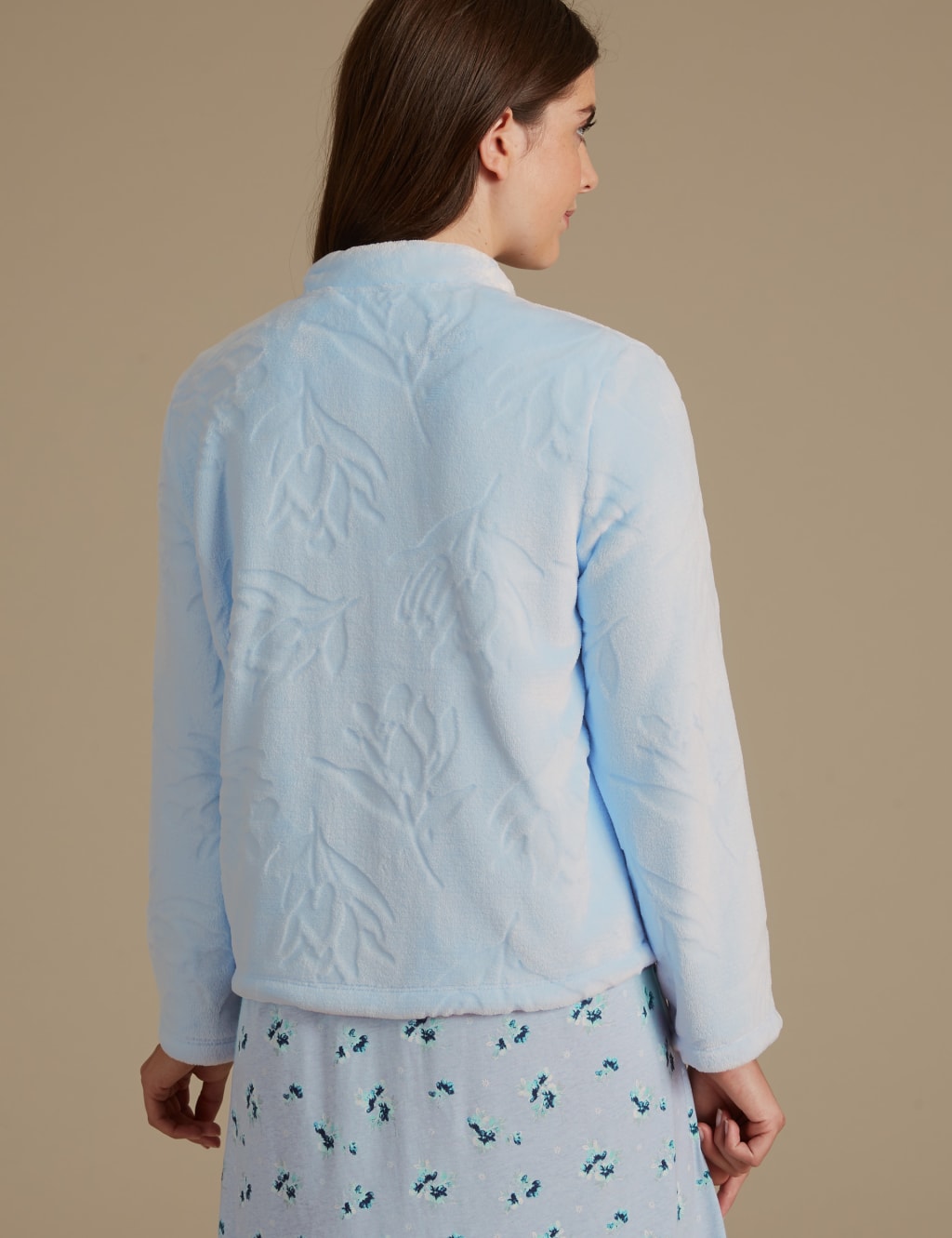Fleece Carved Button Long Sleeve Bed Jacket | M&S Collection | M&S