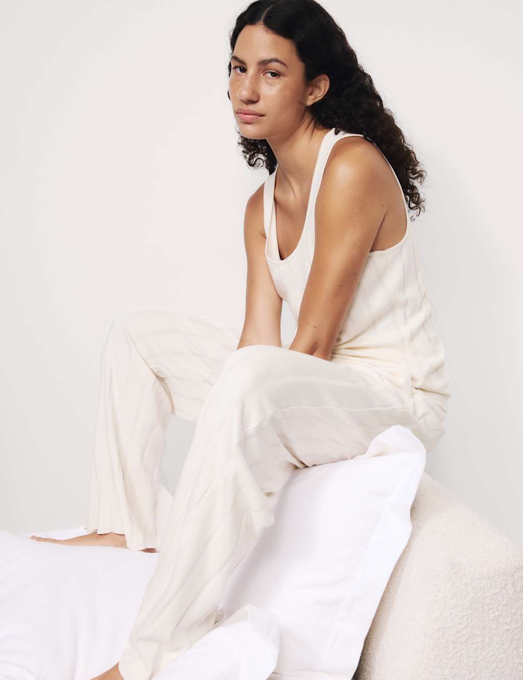 Cotton Modal Scallop Edge Ribbed Pyjama Set 6 of 6