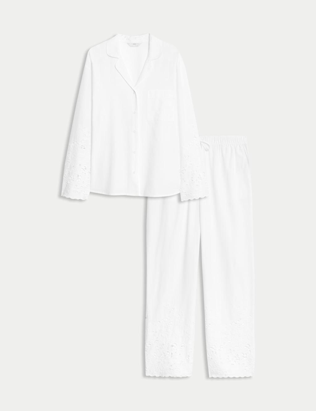Pure Cotton Broderie Trim Pyjama Set 2 of 5