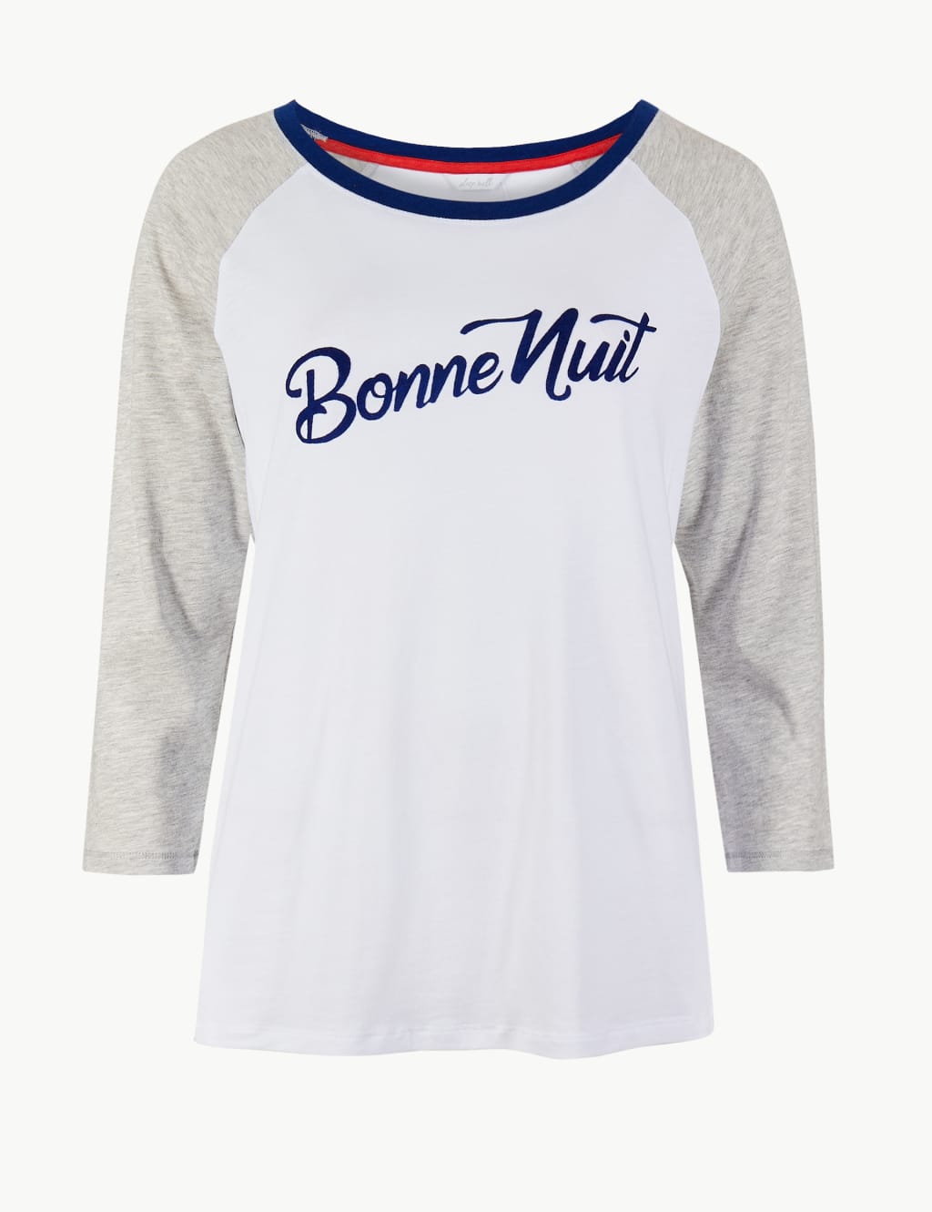 ‘Bonne Nuit’ Slogan Short Sleeve Pyjama Top 2 of 4