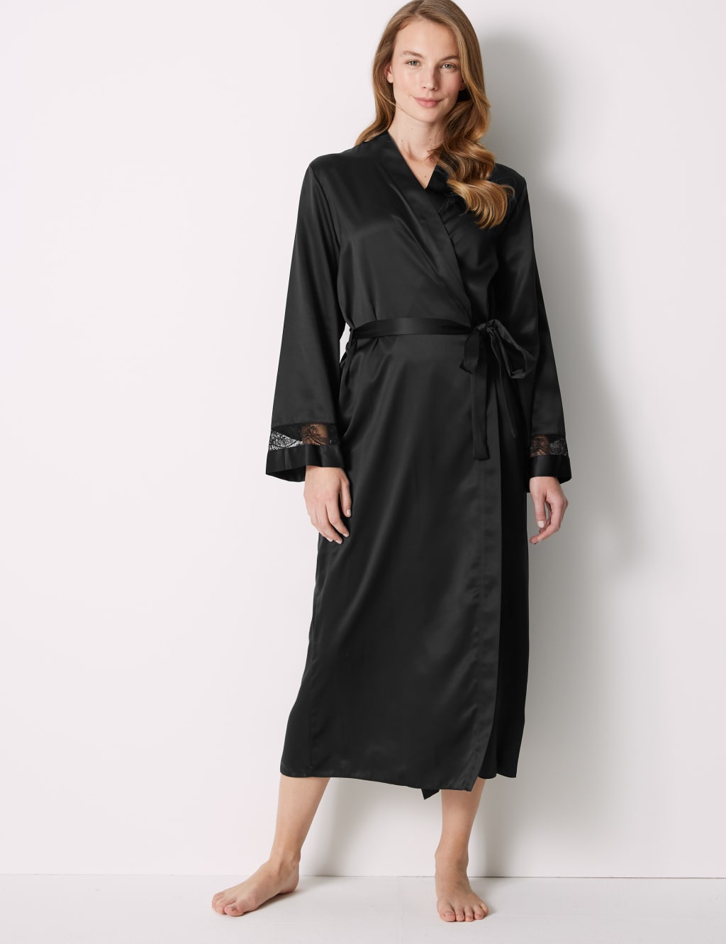 Satin Wrap Dressing Gown with Cool Comfort Technology M S Collection M S