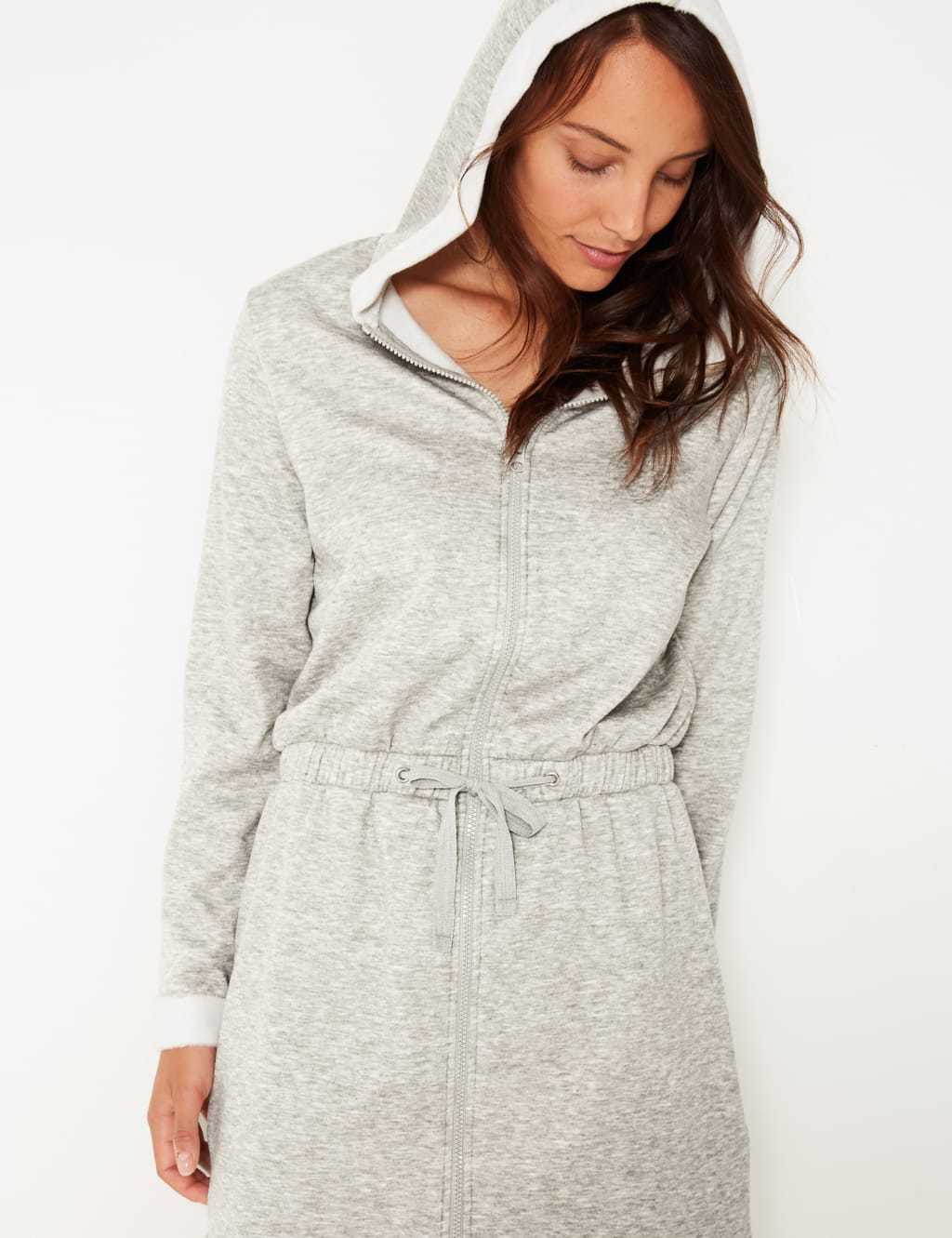 Fleece-lined Zip-up Short Dressing Gown  4 of 4