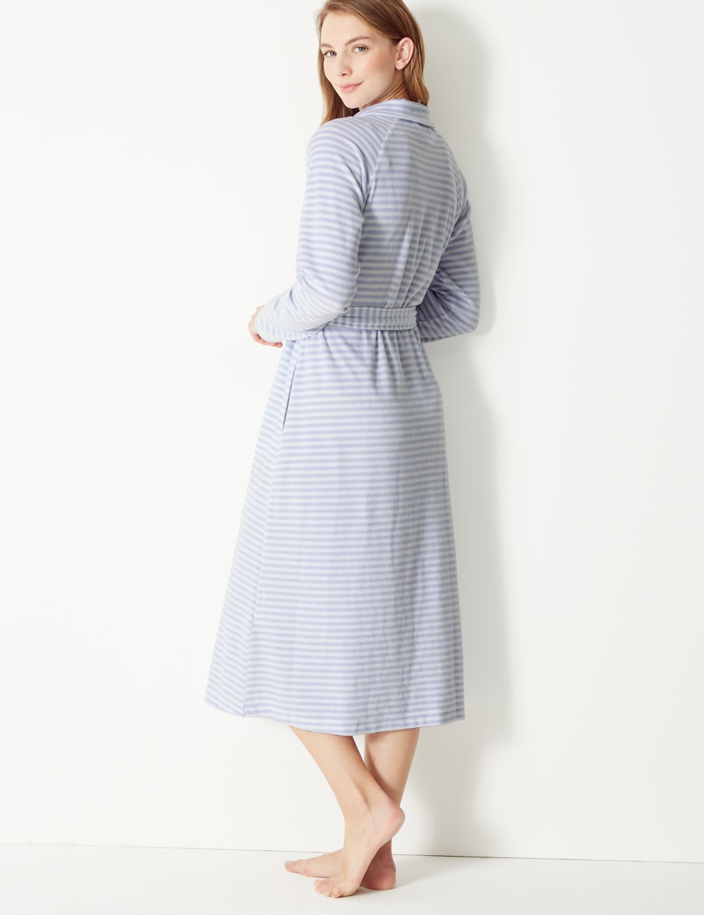 Velour Striped Zip-up Dressing Gown 4 of 4